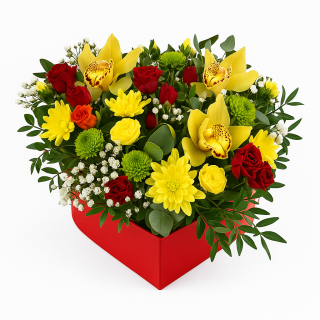 Flowerbox srdce velký (vypichovaná kytice)